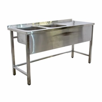 Ванна моечная двухсекционная с раб. поверхн. 1600х600х850 ц/т, борт, мойка слева